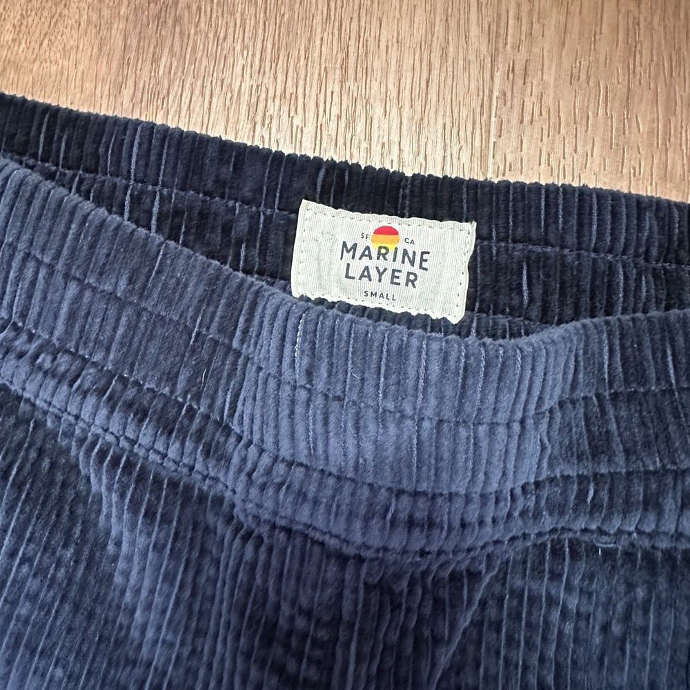 Marine Layer Women's Navy Blue Allison Corduroy Trousers 100% Cotton Size Small - Picture 2 of 7